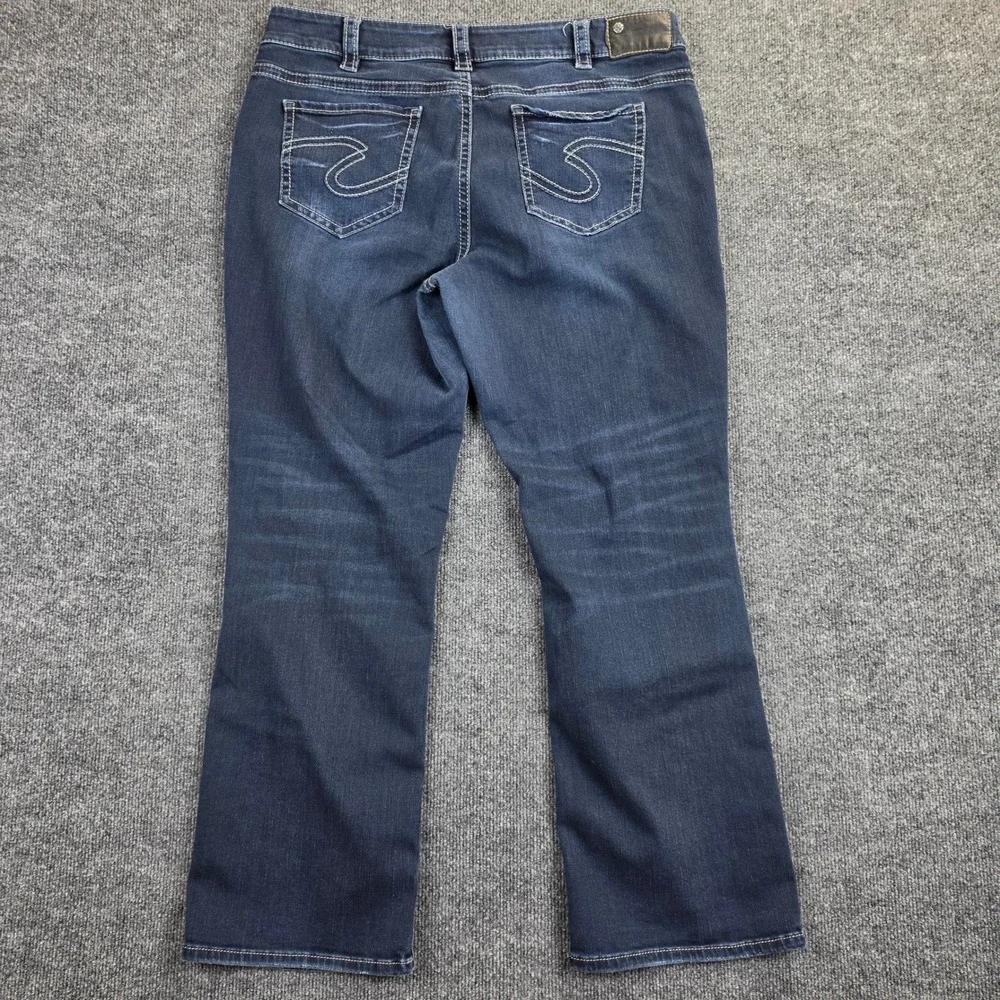 Silver Suki Mid Slim Boot Jeans Women's 18 Dark Wash Denim Super Stretch Blue